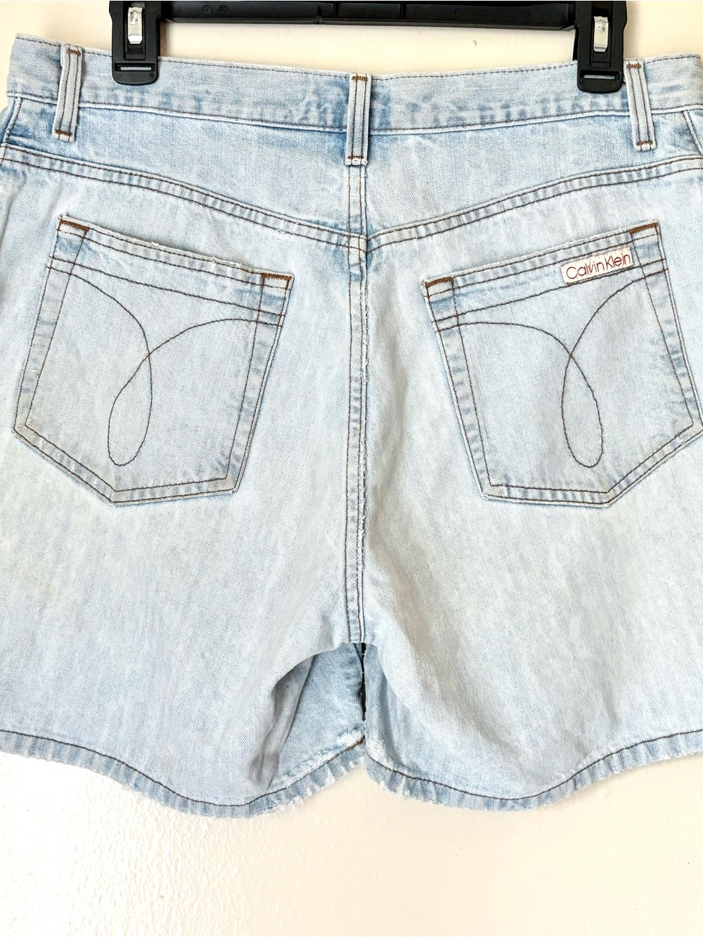 Vintage Calvin Klein High Waisted Denim Shorts Light Wash Size 10 Y2K 90s